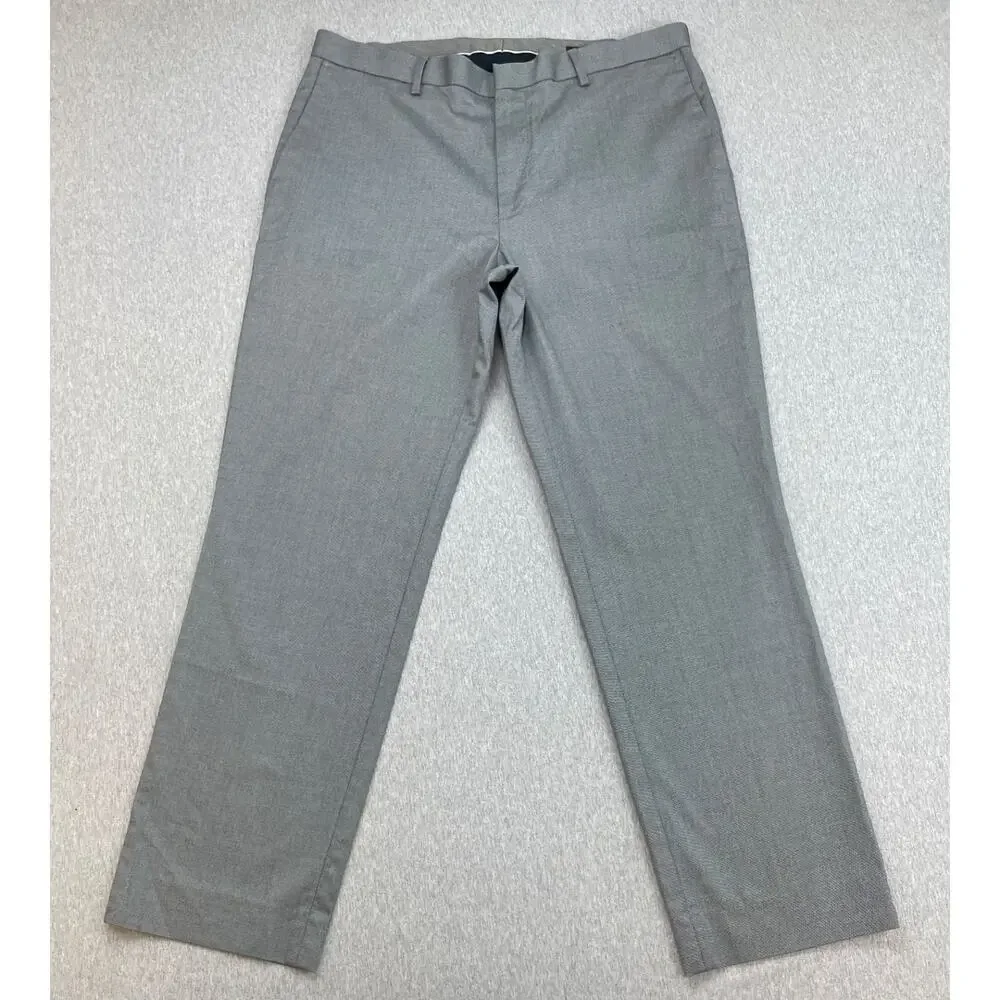 Banana Republic Pants Mens 36 x 32 Gray Cotton Blend Stretch Slim Fit Flat Front